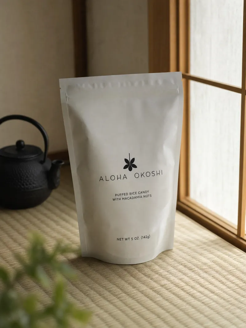 The bag on a tatami mat by a paper screen, a black iron teapot behind it
